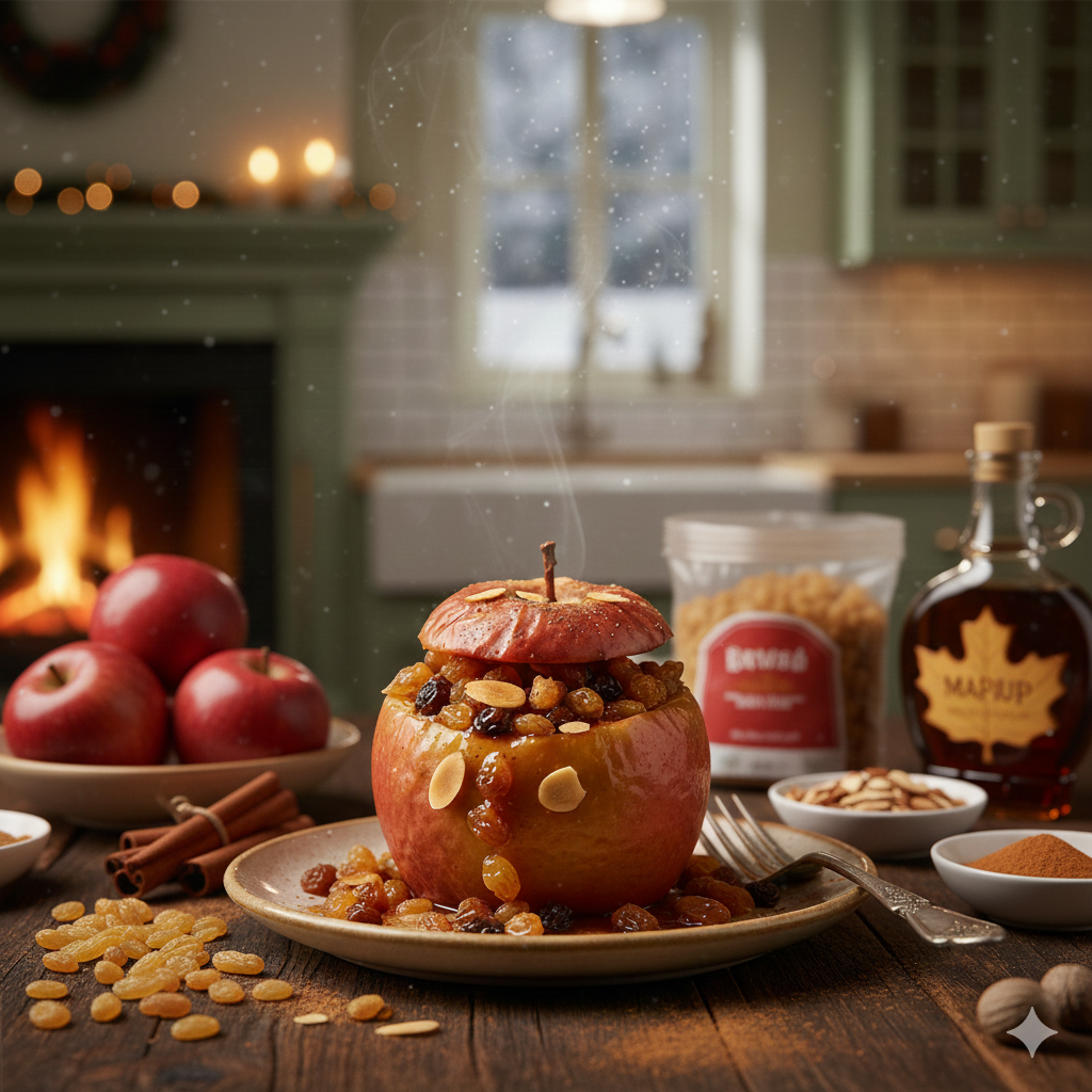 baked apple with cinnamon & almonds 1