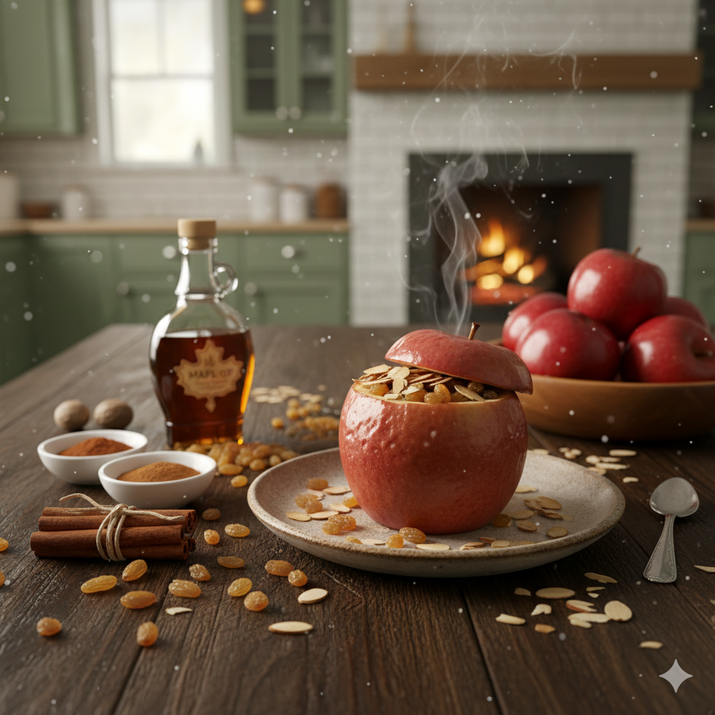 baked apple with cinnamon & almonds 2