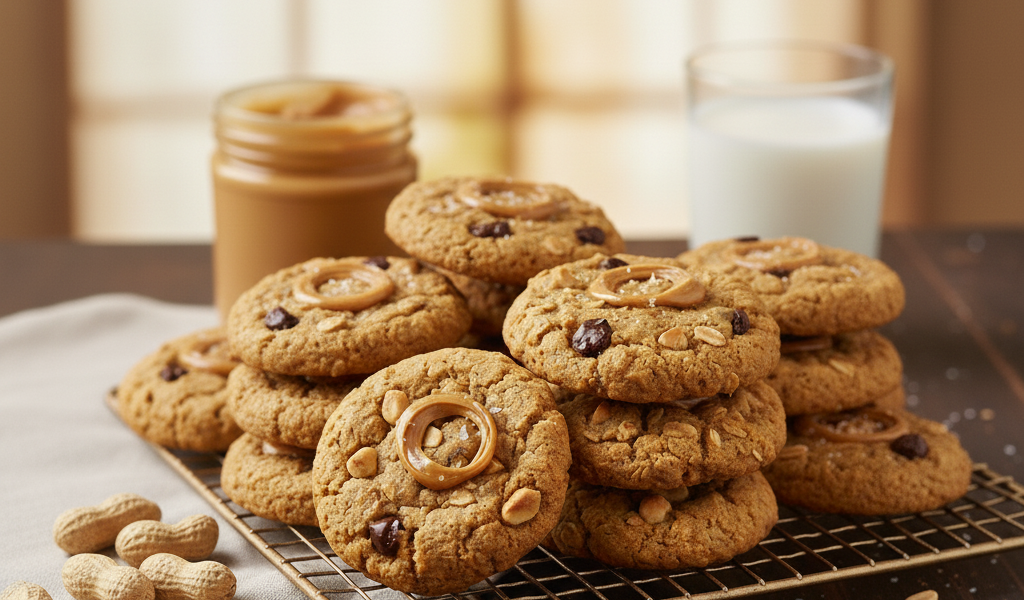 chewy peanut butter oatmeal cookies 1