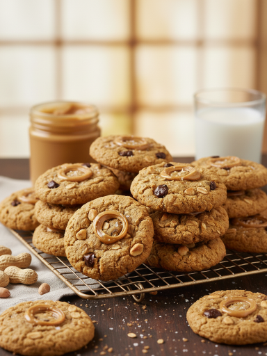 chewy peanut butter oatmeal cookies 1