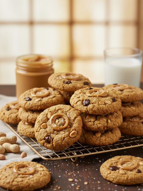 chewy peanut butter oatmeal cookies 1