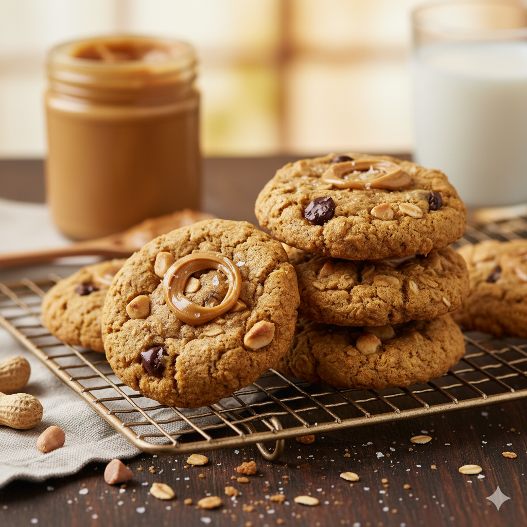 chewy peanut butter oatmeal cookies 2