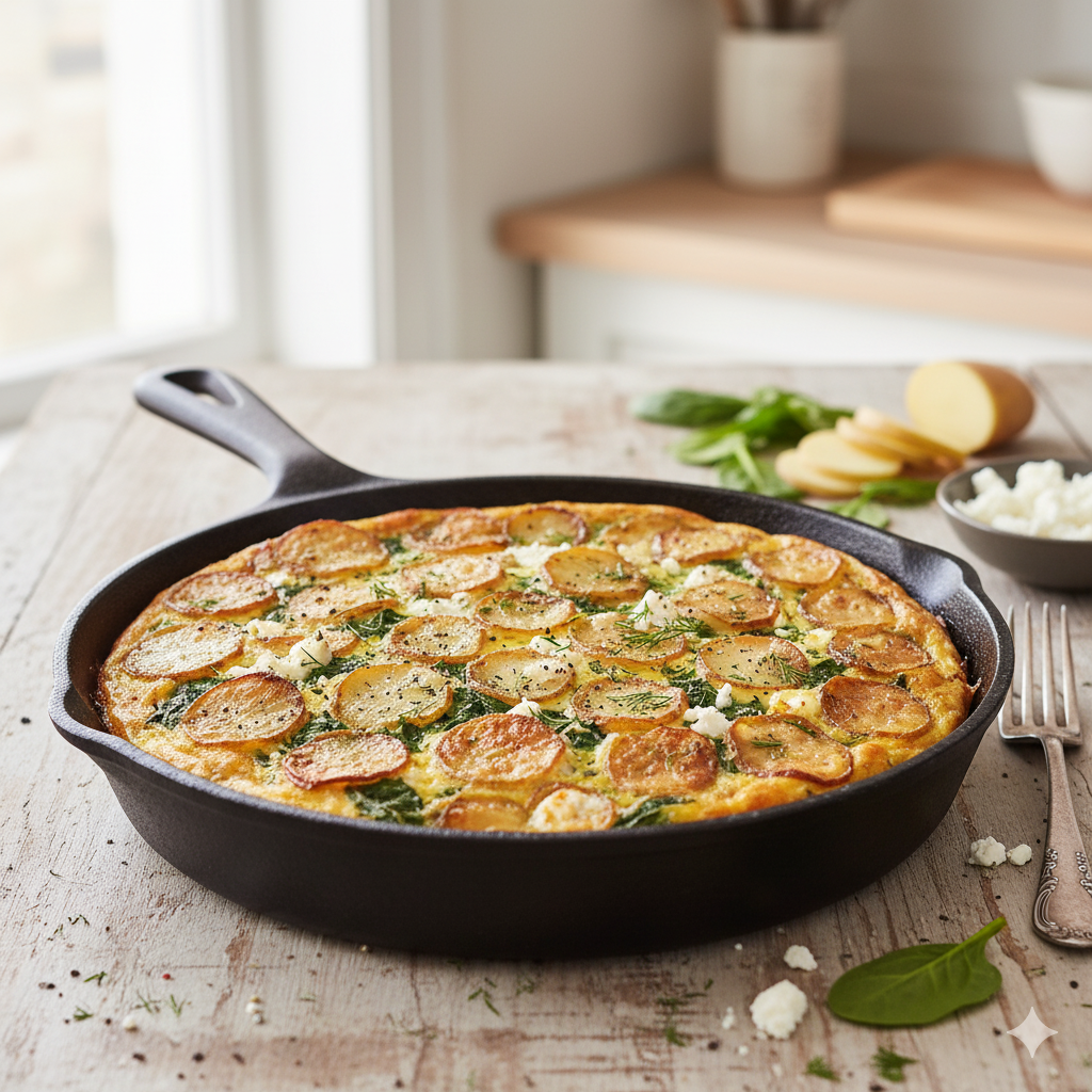 crispy potato & spinach frittata 1