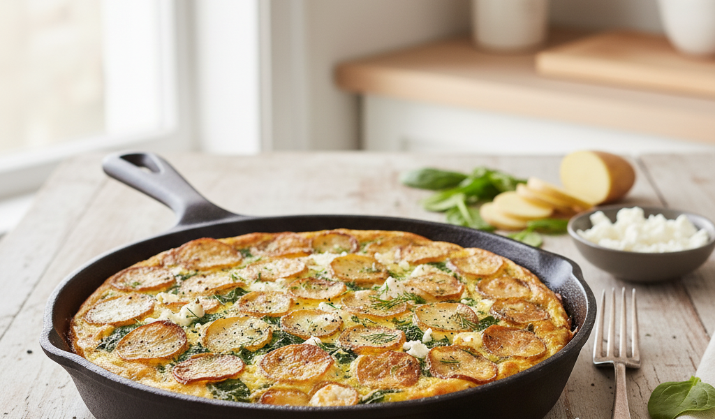 crispy potato & spinach frittata 2