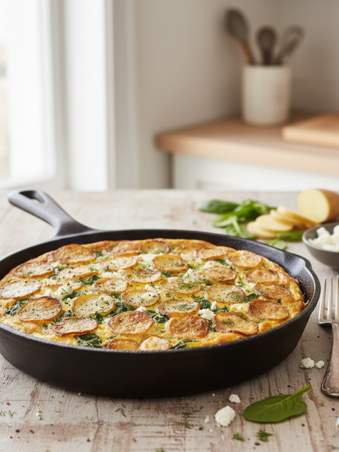 crispy potato & spinach frittata 2