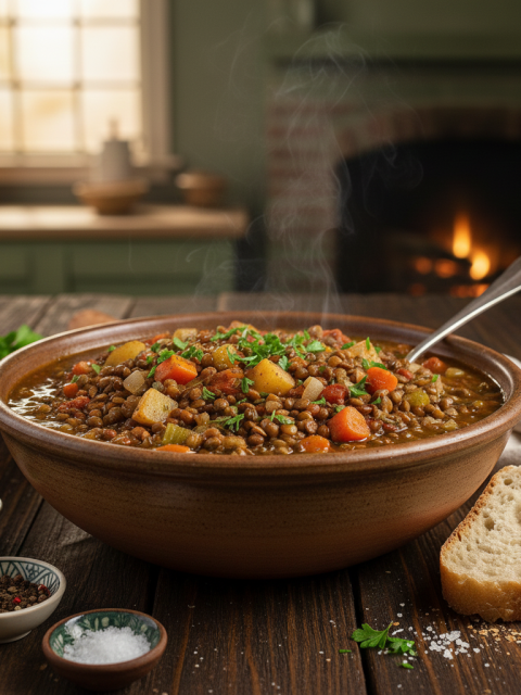 hearty lentil & veggie stew 1