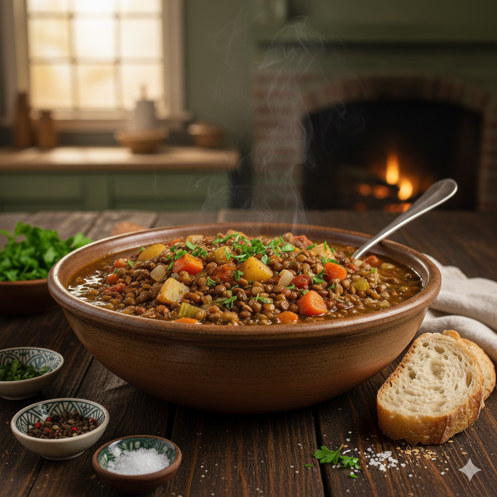 hearty lentil & veggie stew 1