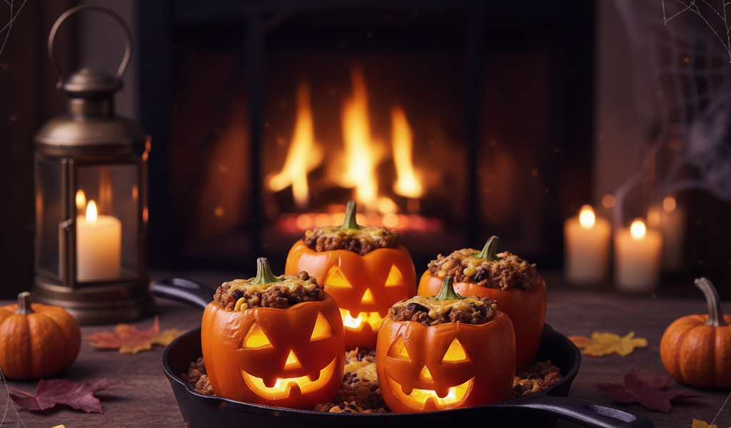 jack o’ lantern stuffed peppers 3