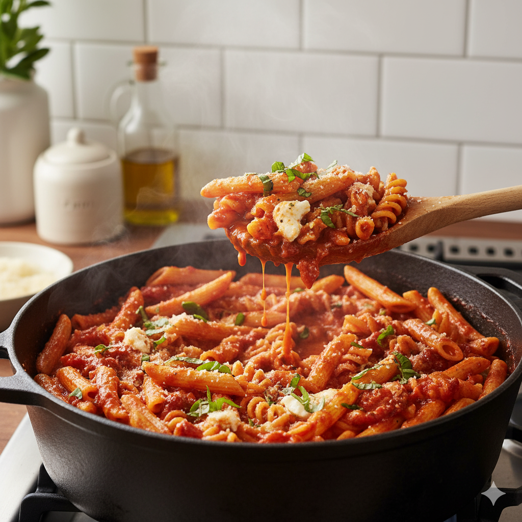 one pot creamy tomato pasta2