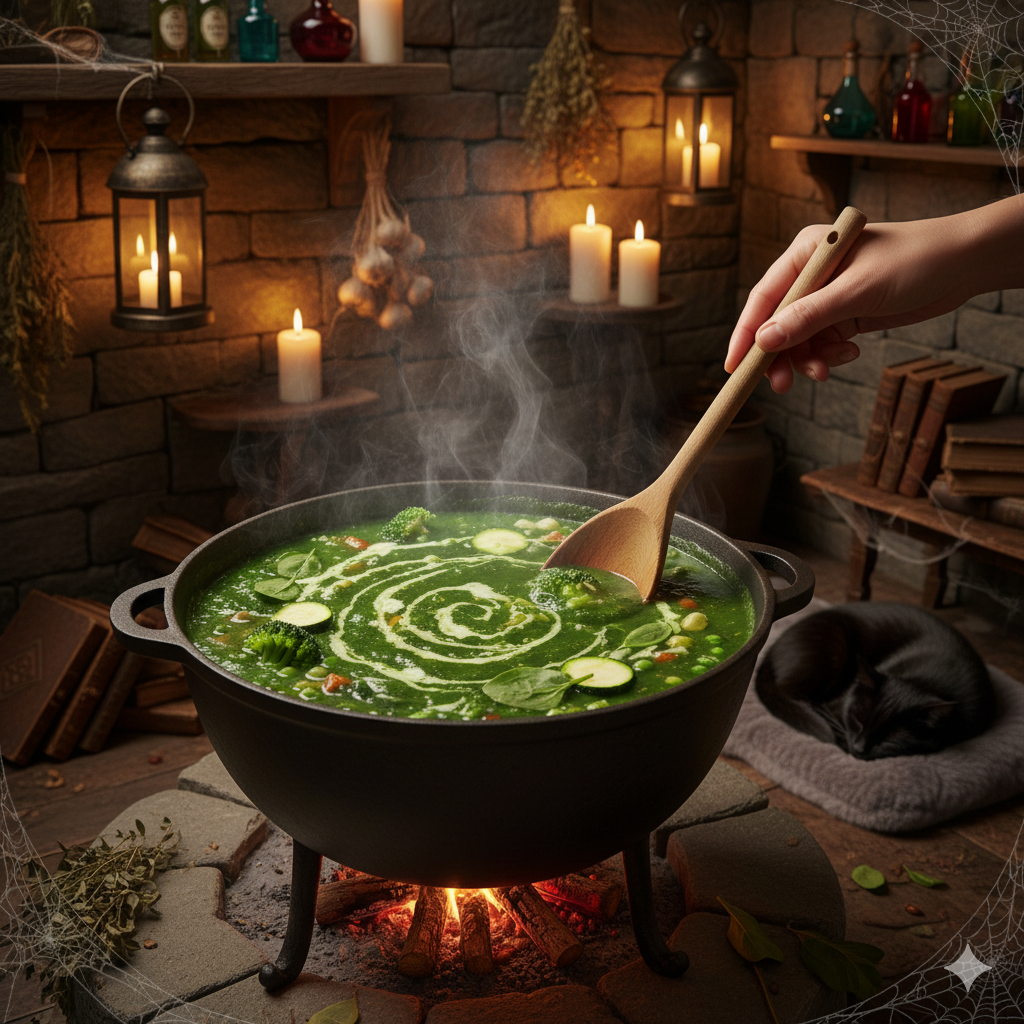 witch’s potion green vegetable soup 3